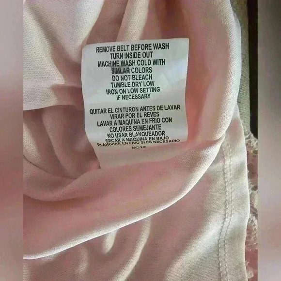 AUW Full Crochet Light Pink Lined Dress Dainty Boho High Low Hem Womens XL - Picture 12 of 13